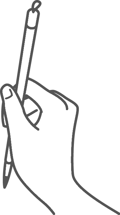 手に小筆を持つイラスト