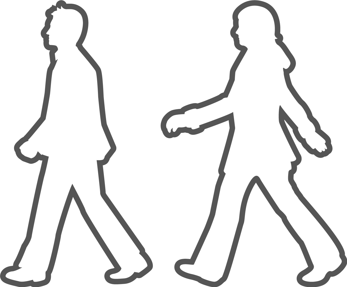 歩く男女のシルエットイラスト